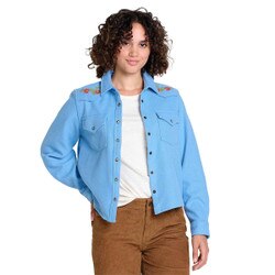 Toad&Co Conifer Western Long Sleeve Shirt Women's in Weathered Blue Embroidery